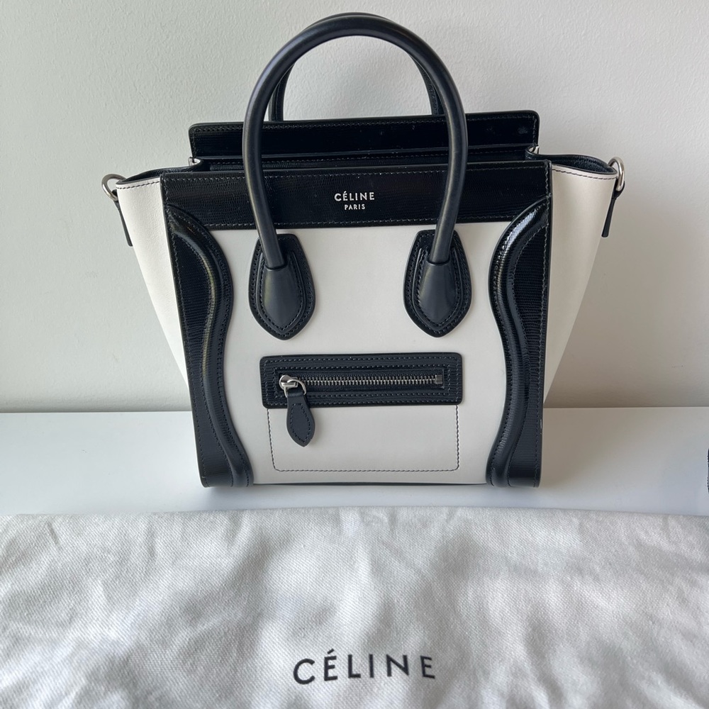 Celine bicolour nano luggage bag